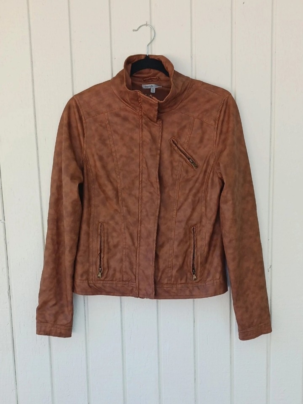 Faux Suede Brown Moto Jacket - Women